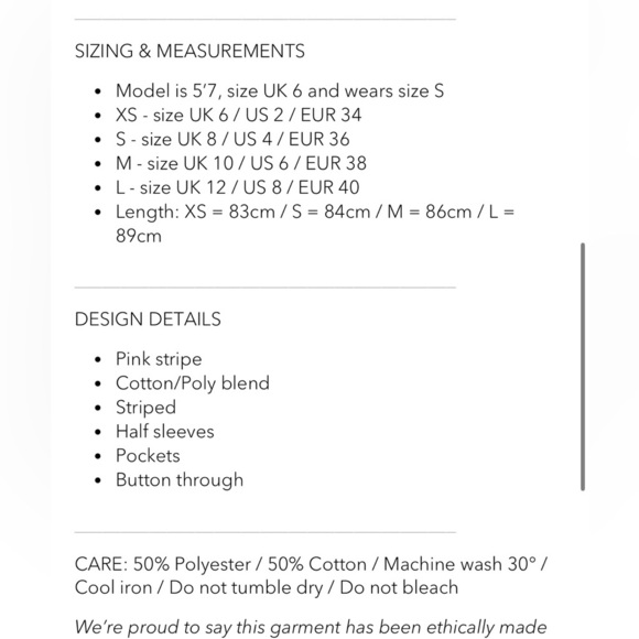 NWT VitaGrace Levante Cotton Blend Stripe Dress- XS/US 2 - Picture 11 of 11